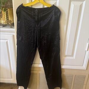Women's Black Cargo Pants satin pants